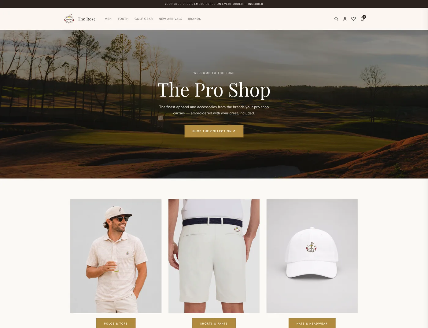 The Laurel online pro shop with branded golf apparel